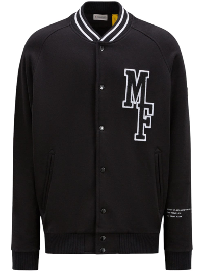Shop Moncler Genius Moncler X Frgmt Black Varsity-style Cardigan In Nero