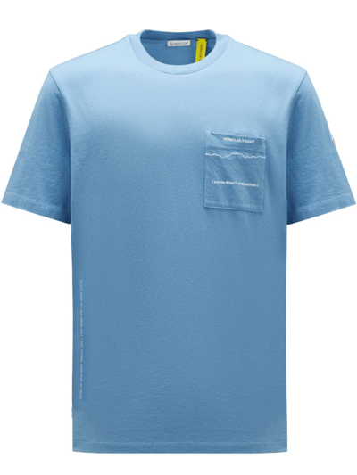 Shop Moncler Genius Moncler X Frgmt Light Blue Logoed T-shirt
