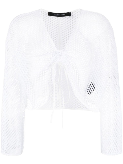 Shop Federica Tosi White Mesh Top With V-neck