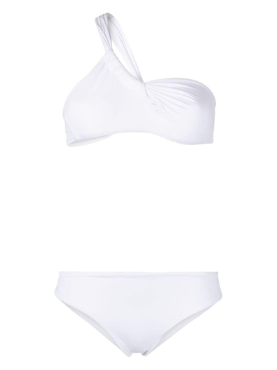 Shop Federica Tosi White One-shoulder Bikini Set