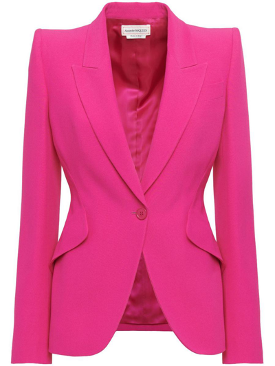 Shop Alexander Mcqueen Cotton Blazer In Pink