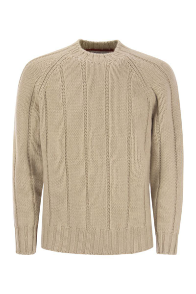 Shop Brunello Cucinelli Flat-ribbed Cashmere Sweater In Beige