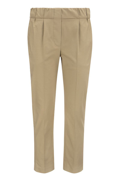 Shop Brunello Cucinelli Tailored Stretch Twill Cotton Jogger Trousers In Hazelnut