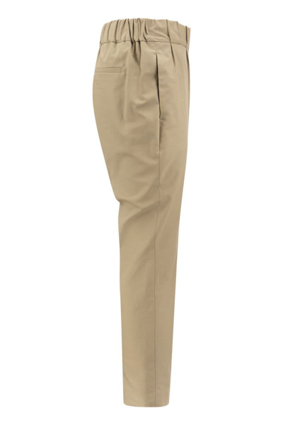 Shop Brunello Cucinelli Tailored Stretch Twill Cotton Jogger Trousers In Hazelnut