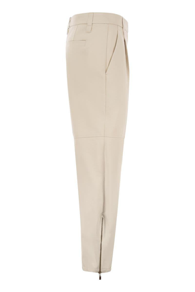 Shop Brunello Cucinelli Utility Track Trousers In Dyed Couture Denim With Jewellery In Cream