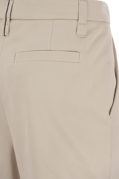 Shop Brunello Cucinelli Utility Track Trousers In Dyed Couture Denim With Jewellery In Cream