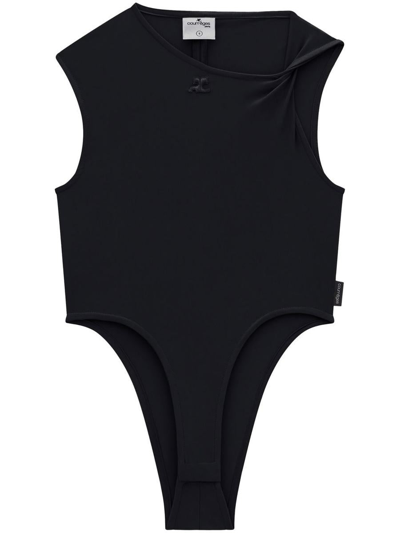 Shop Courrèges Bodysuit With Logo In Black