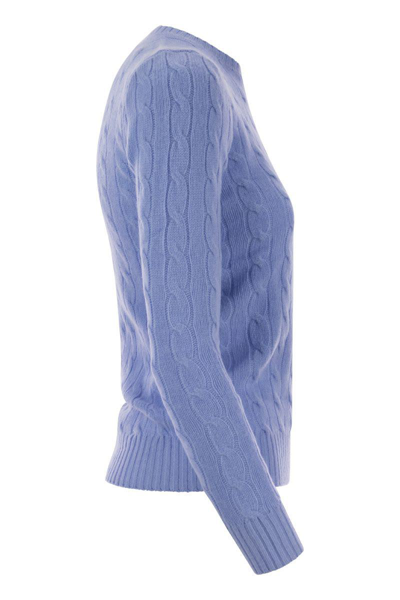 Shop Polo Ralph Lauren Wool And Cashmere Cable-knit Sweater In Light Blue