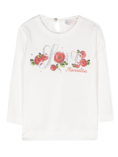 Monnalisa T-shirt Mit Logo-print In White