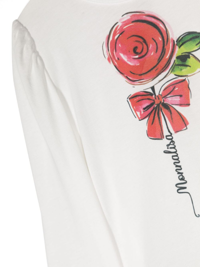 Monnalisa T-shirt Mit Rosen-print In White