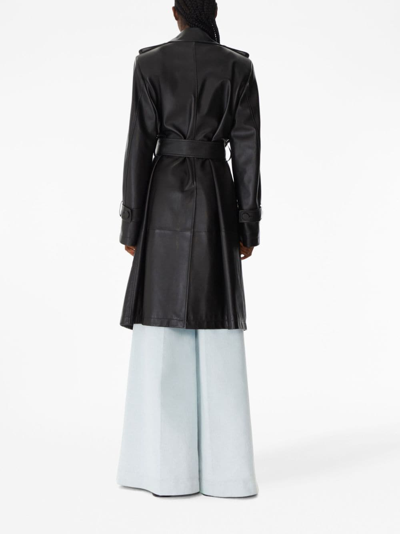 Shop Nina Ricci Belted-waist Leather Trench Coat In Black