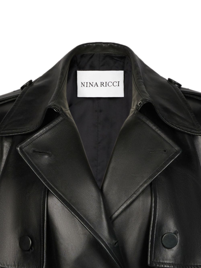Shop Nina Ricci Belted-waist Leather Trench Coat In Black