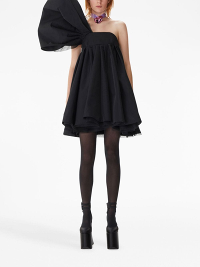 Shop Nina Ricci Asymmetric Flared One-shoulder Dress In Black