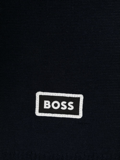 Shop Bosswear Logo-embossed Knitted Scarf In Blue