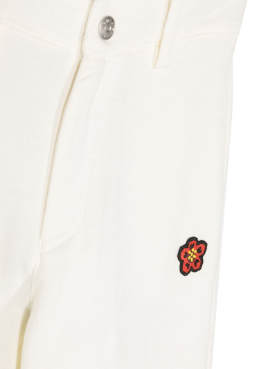 Shop Kenzo Logo-patch Straight-leg Trousers In Neutrals