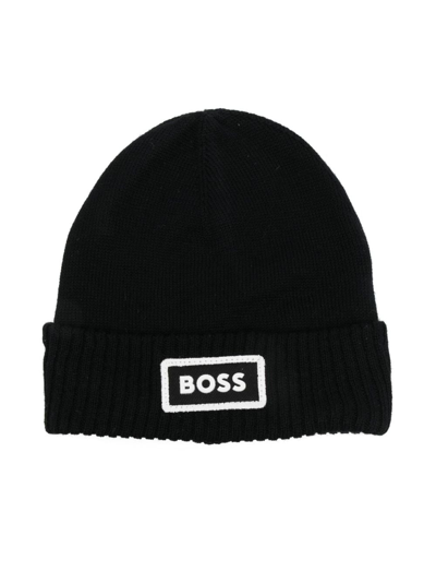 Shop Bosswear Logo-patch Knitted Beanie In Black