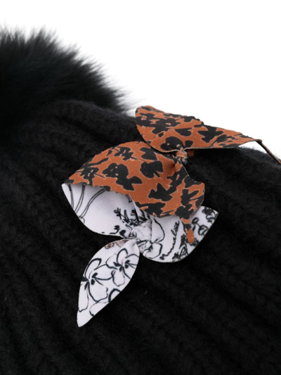 Shop Monnalisa Appliqué-detail Chunky-knit Beanie In Black