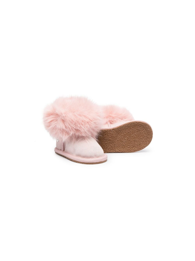 Shop Monnalisa Fur-ankle Suede Boots In Pink