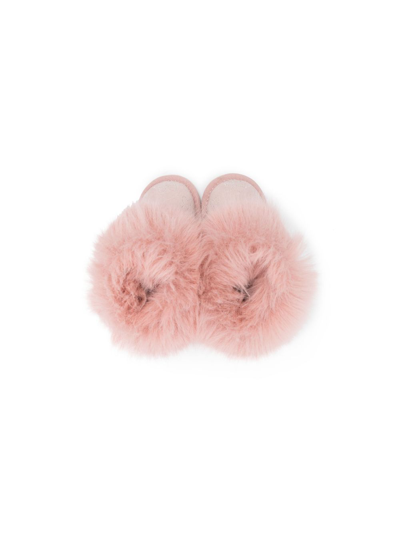 Shop Monnalisa Fur-ankle Suede Boots In Pink