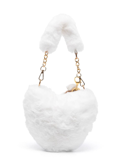 Shop Monnalisa Crystal-embellished Faux-fur Bag In White