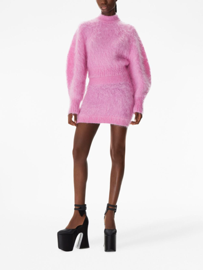 Shop Nina Ricci Mohair-blend Mini Skirt In Pink