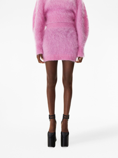 Shop Nina Ricci Mohair-blend Mini Skirt In Pink