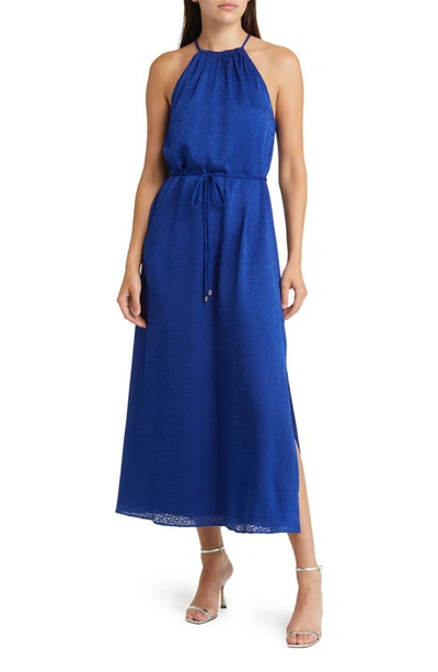 Shop Ted Baker Farell Floral Jacquard Tie Waist Dress In Cobalt