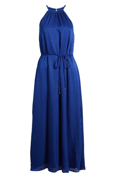 Shop Ted Baker Farell Floral Jacquard Tie Waist Dress In Cobalt