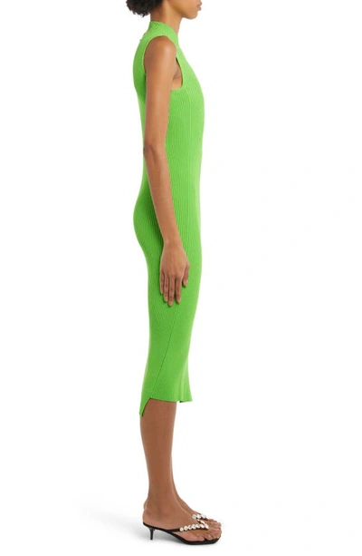 Shop Versace Slash Detail Twisted Rib Sweater Dress In 1gi10 Spring Green
