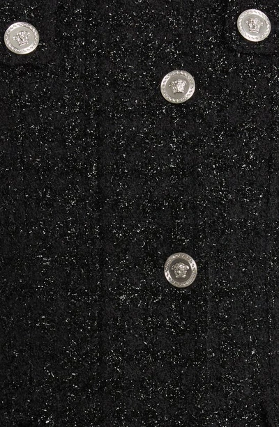 Shop Versace Virgin Wool Blend Tweed Jacket In 1b000 Black