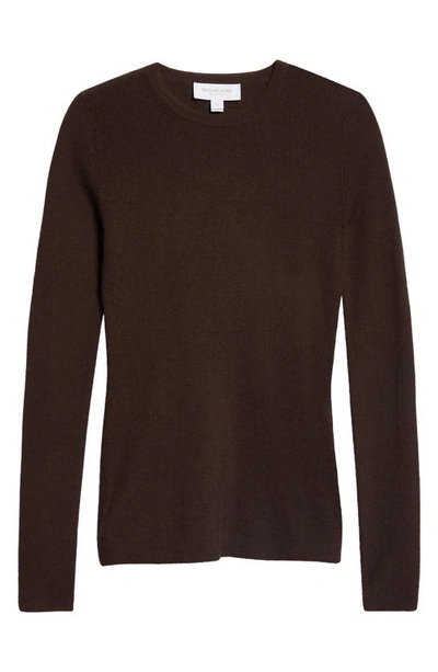 Shop Michael Kors Hutton Cashmere Rib Sweater In Chocolate