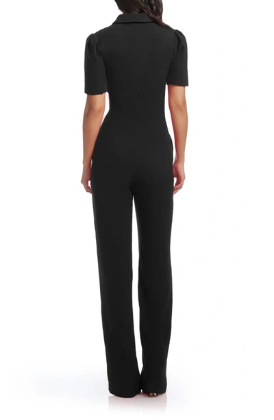 Dress The Population Gloria Front Zip Jumpsuit In Black