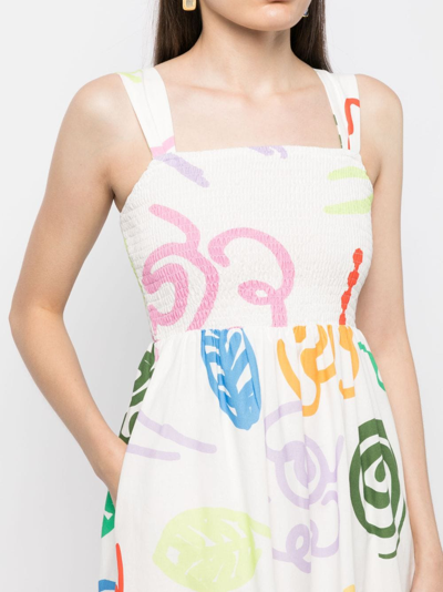 Shop Olivia Rubin Bellamy Graphic-print Midi Dress In White