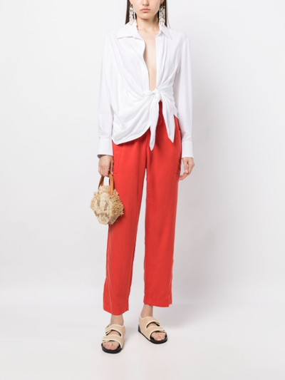 Shop Casa Raki Barbara Drawstring Cropped Trousers In Red