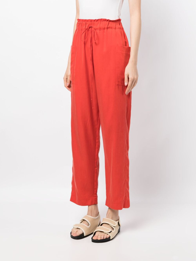 Shop Casa Raki Barbara Drawstring Cropped Trousers In Red