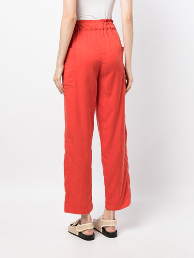 Shop Casa Raki Barbara Drawstring Cropped Trousers In Red