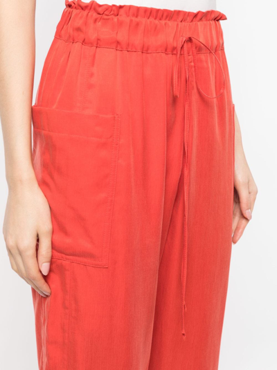 Shop Casa Raki Barbara Drawstring Cropped Trousers In Red