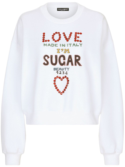Shop Dolce & Gabbana Crystal-embellished Sweatshirt In White