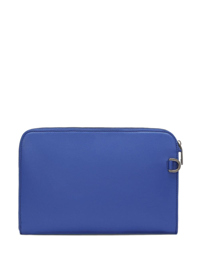 Shop Dolce & Gabbana Raised-logo Leather Clutch In Blue