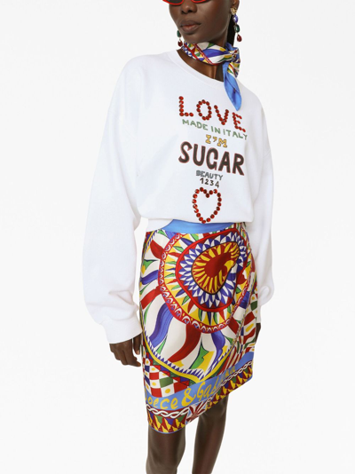 Dolce & Gabbana Lettering Print Oversized Sweatshirt In White