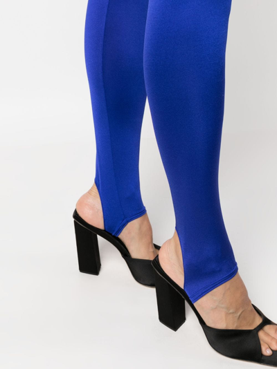 Shop Forte Forte Stirrup-cuff Slim-cut Leggings In Blue