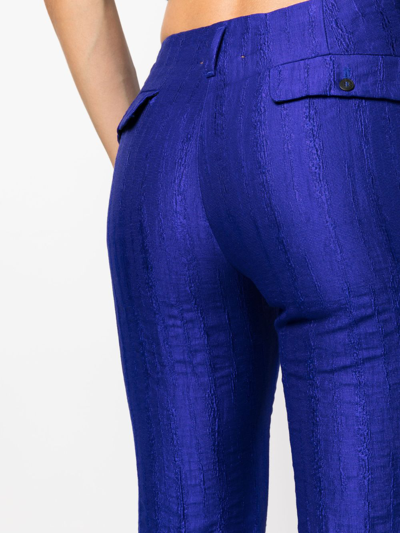 Shop Forte Forte Textured Flared Trousers In Blue