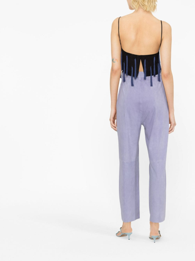 Shop Forte Forte High-waisted Suede Trousers In Purple