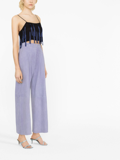 Shop Forte Forte High-waisted Suede Trousers In Purple