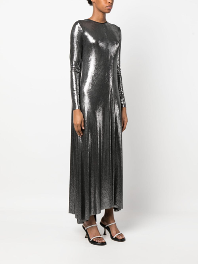 Forte Forte Metallic-finish Crewneck Shift Maxi Dress In Silver