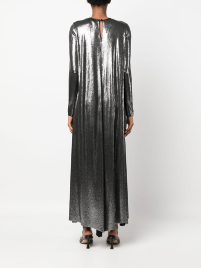 Forte Forte Metallic-finish Crewneck Shift Maxi Dress In Silver