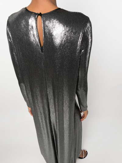 Forte Forte Metallic-finish Crewneck Shift Maxi Dress In Silver