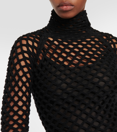 Shop Alaïa Sheer Net Gown In Black