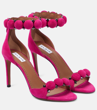 Shop Alaïa La Bombe Suede Sandals In Pink