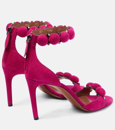 Alaïa La Bombe Suede Sandals In Pink